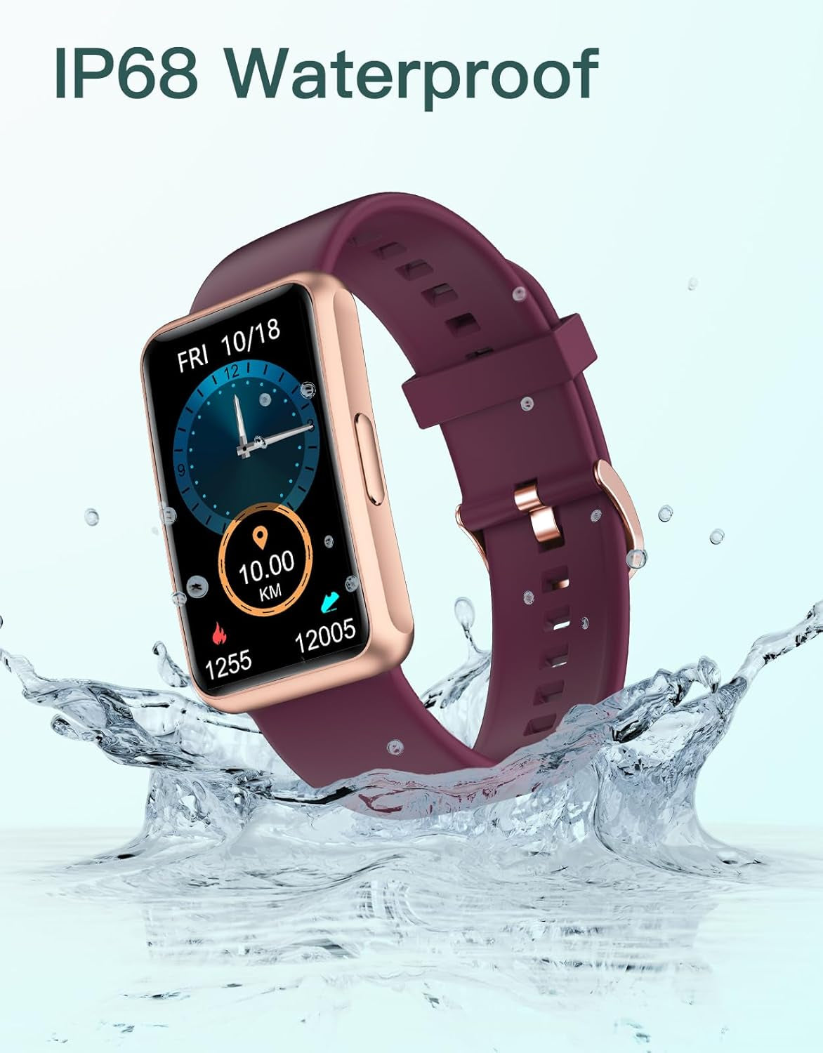 Fitness Tracker - Bluetooth-Free, App-Free, Phone-Free, IP68 Waterproof Fitness Watch for Men and Women with Full Touch Screen, Steps and Calories Counter, Sleep Tracker, and Alarm Clocks (Purple)