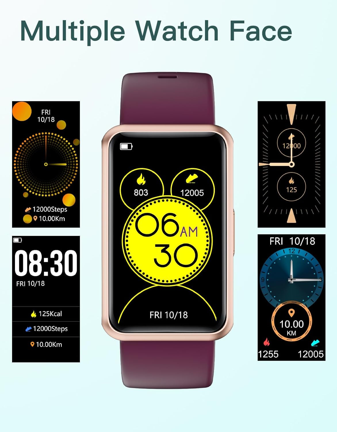 Fitness Tracker - Bluetooth-Free, App-Free, Phone-Free, IP68 Waterproof Fitness Watch for Men and Women with Full Touch Screen, Steps and Calories Counter, Sleep Tracker, and Alarm Clocks (Purple)